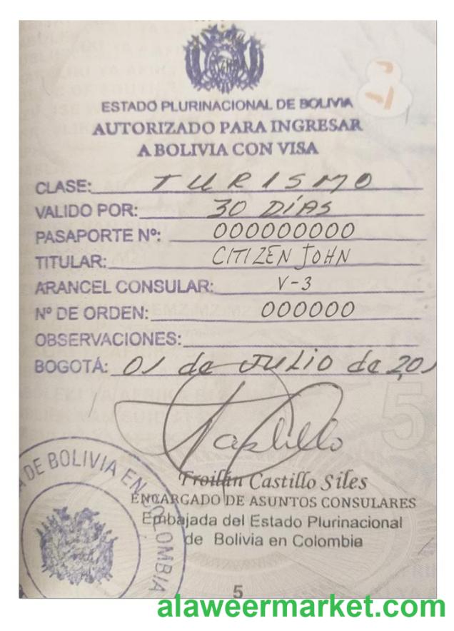 BOLIVIA visa (stamp version)